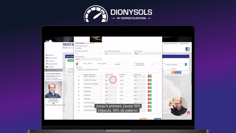 Vue d’écran de DionySols.