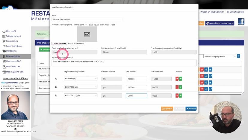 Vue du formulaire de créaction d’une fiche technique dans DionySols.